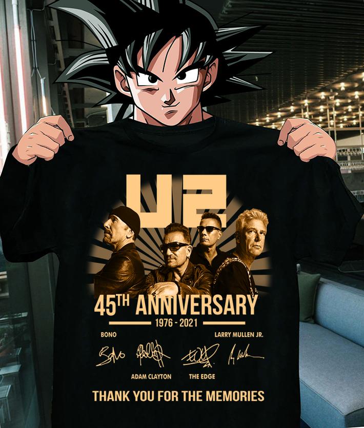 U2 Rock band 45th anniversary 1976-2021 signatures thank you for the memories t-shirt shirt