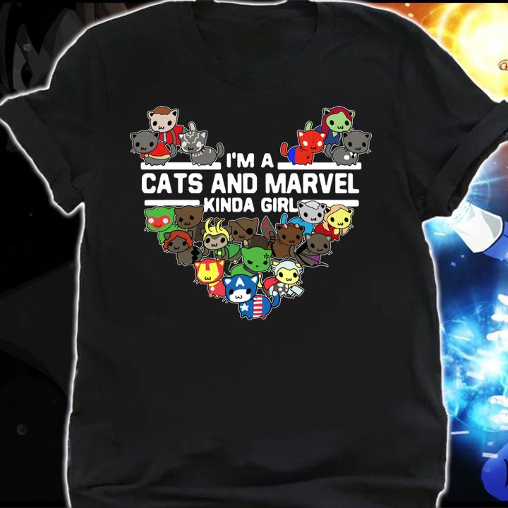 I'm A Cats And Marvel Kinda Girl Marvel Avengers Endgame t-shirt shirt