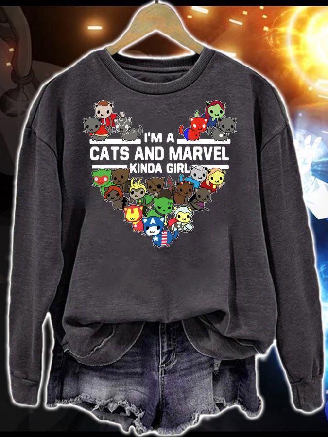 I'm A Cats And Marvel Kinda Girl Marvel Avengers Endgame t-shirt sweatshirt