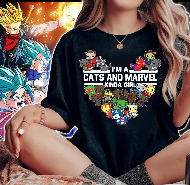 I'm A Cats And Marvel Kinda Girl Marvel Avengers Endgame t-shirt woman shirt