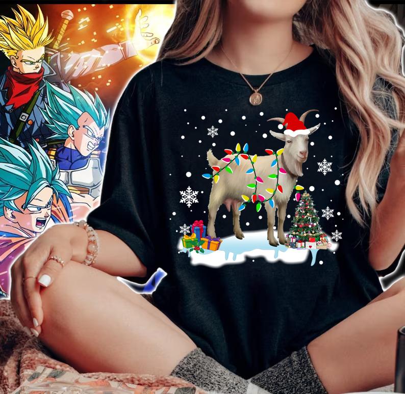 Christmas Lights Goat Funny Goat Lover Christmas Gifts t-shirt woman shirt