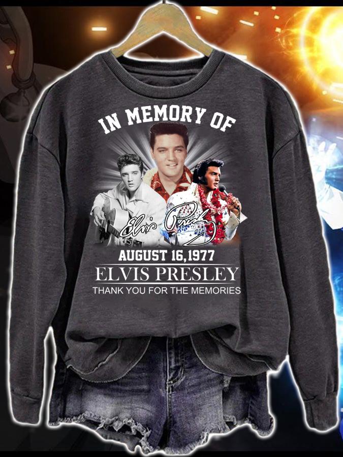 Elvis Presley in memory of August 16 1977 signature thank you for the memories t-shirt sweatshirt
