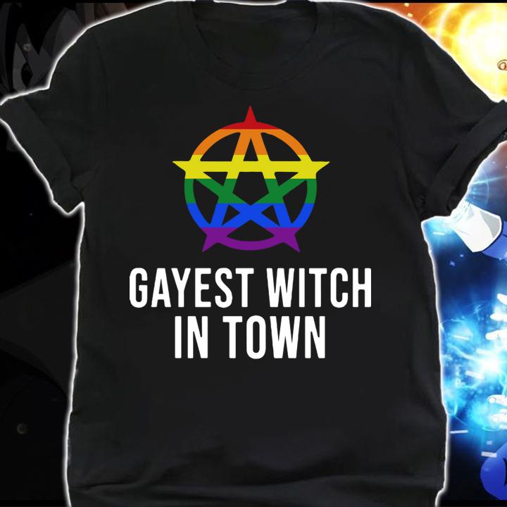 Gay Witch Lgbt Quote Rainbow Pentagram Halloween t-shirt shirt