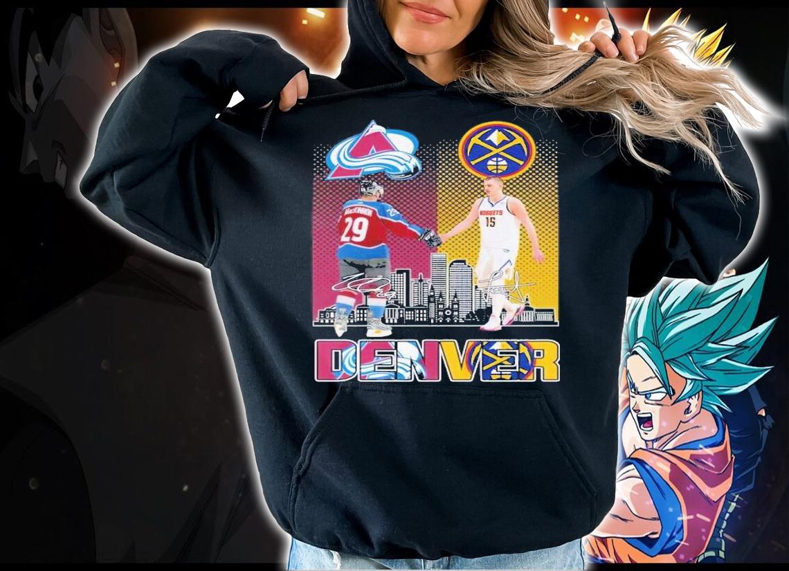 Denver Nathan MacKinnon and Nikola Jokic signatures t-shirt hoodie