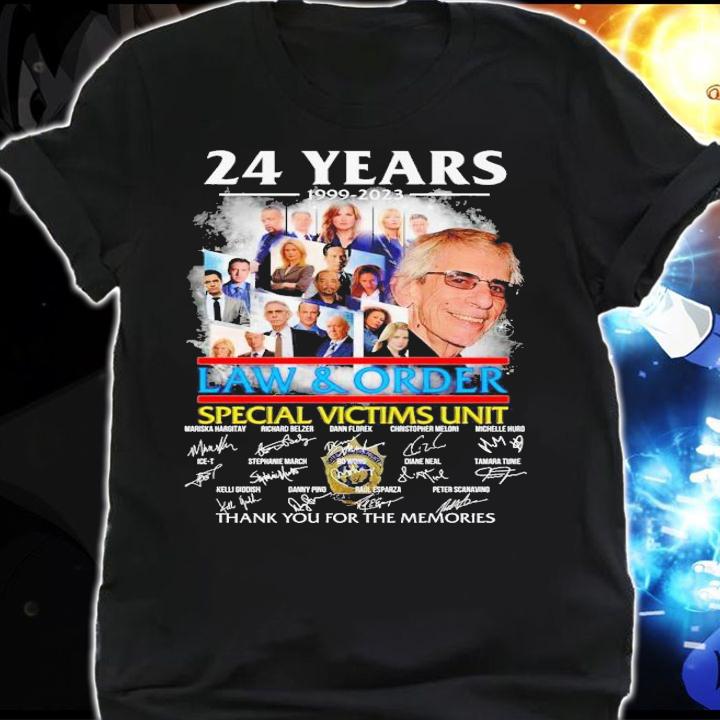 24 years 1999-2023 Law & Order Special Victims Unit thank you for the memories signatures shirt t-shirt shirt