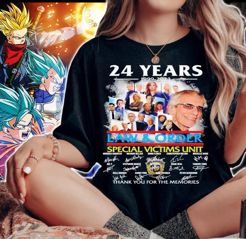 24 years 1999-2023 Law & Order Special Victims Unit thank you for the memories signatures shirt t-shirt woman shirt