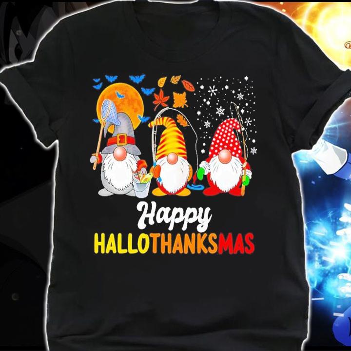 Fishing Gnomies Happy HalloThanksMas shirt t-shirt shirt