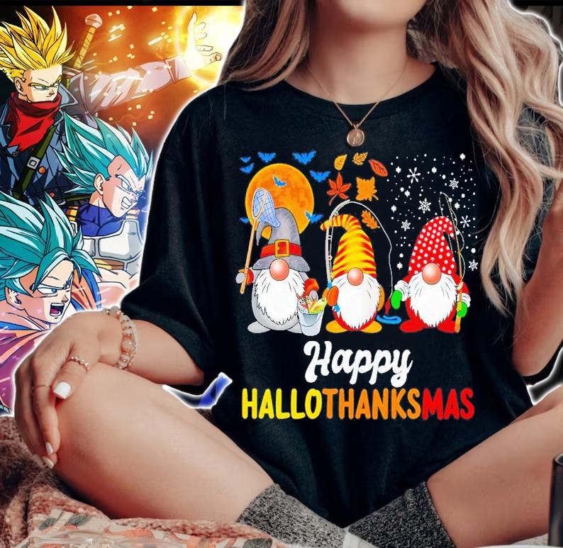 Fishing Gnomies Happy HalloThanksMas shirt t-shirt woman shirt