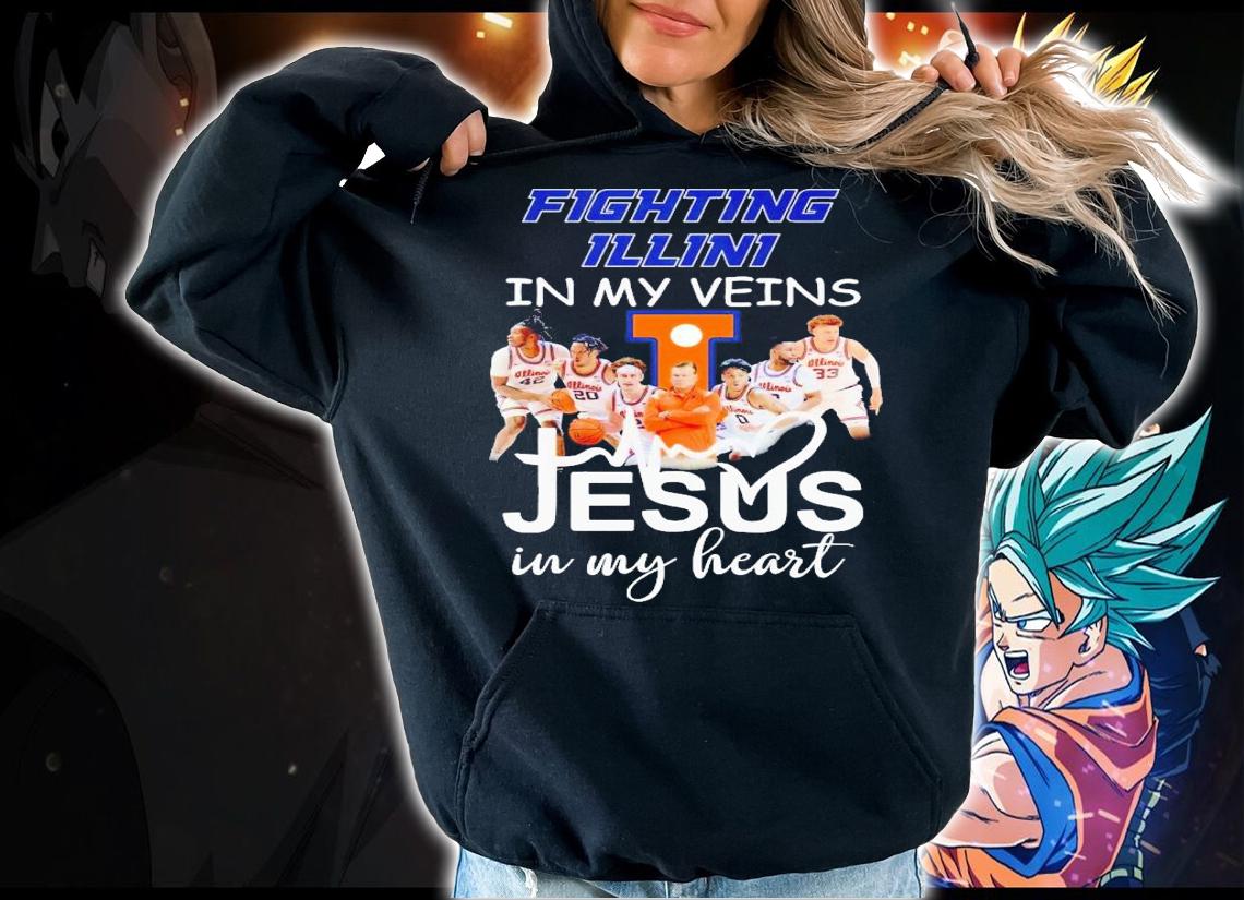 Illinois Fighting Illini in my veins Jesus in my heart shirt t-shirt hoodie