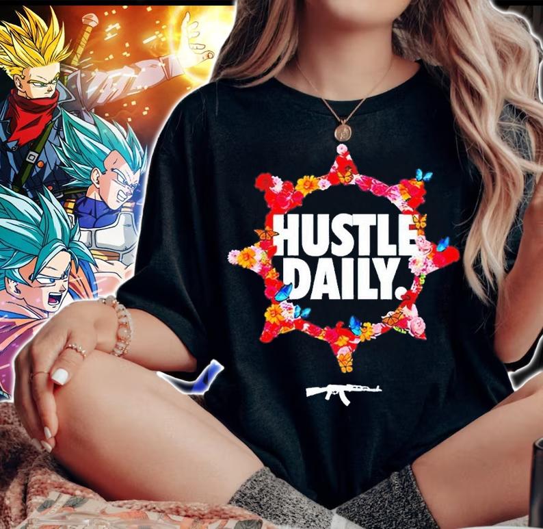 Hustle daily rose circle shirt t-shirt woman shirt
