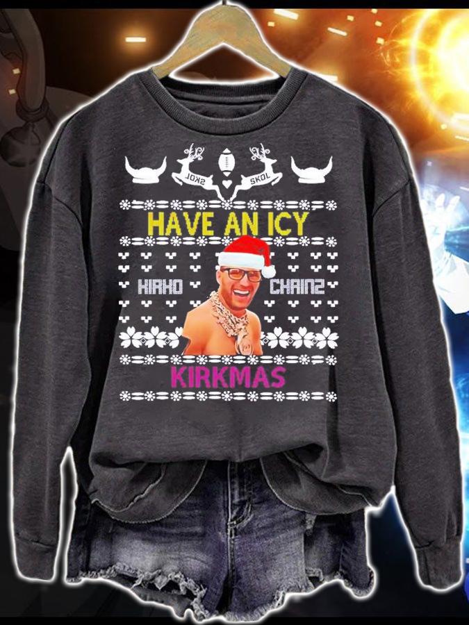 Have An Icy Kirkmas Christmas Sweater Kirk Cousins Minnesota Football Shirt t-shirt sweatshirt
