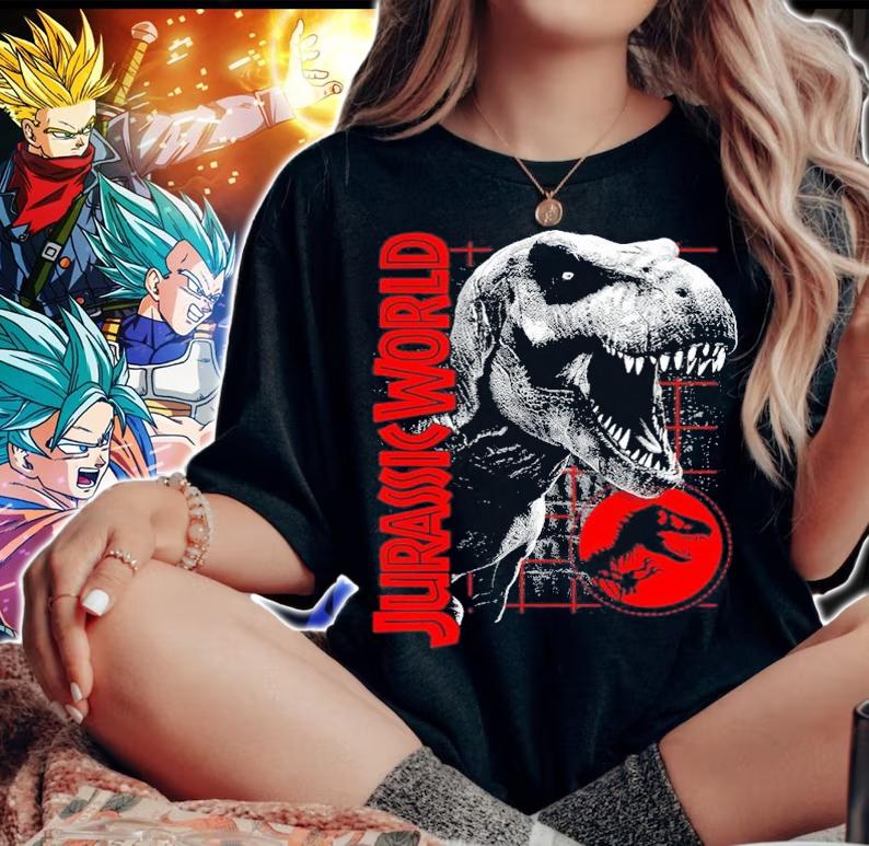 Jurassic World T-Rex Roaring Grid shirt t-shirt woman shirt