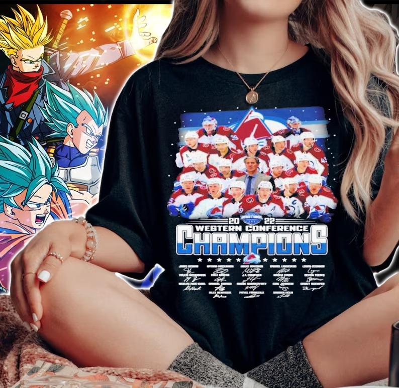 Colorado Avalanche Western Conference Champions 2022 Signatures T-Shirt t-shirt woman shirt