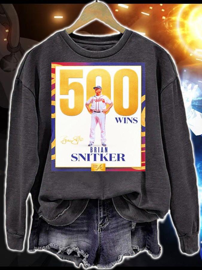 Congratulations To Manager Brian Snitker On His 500th Career Win Shirt t-shirt sweatshirt