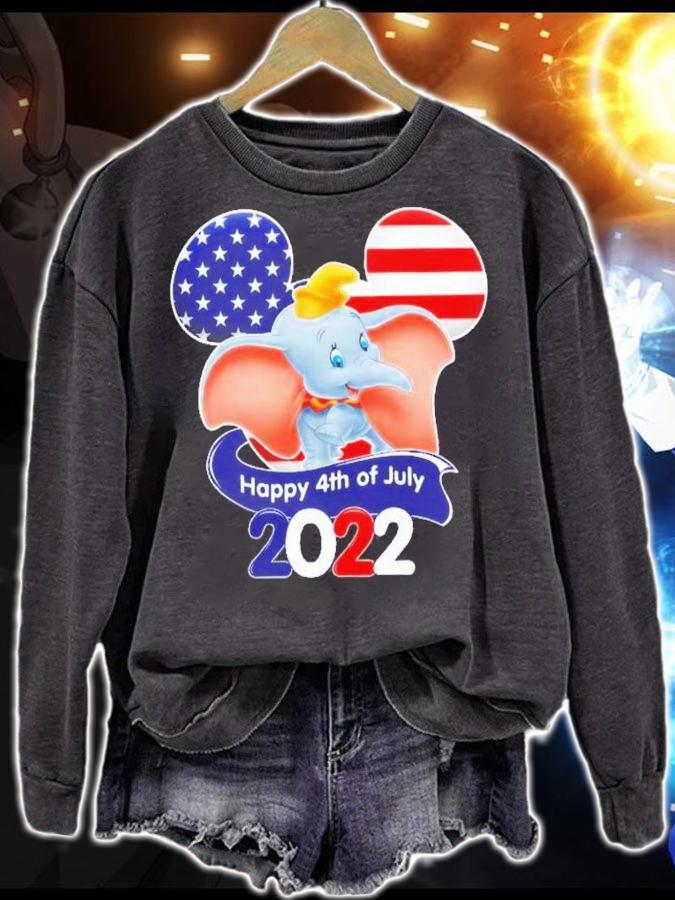 Dumbo The Elephant Flag 4th Of July Colorful Disney Graphic Cartoon T-Shirt t-shirt sweatshirt