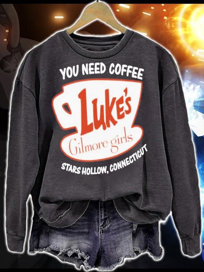Gilmore Girls Luke's You Need Coffee Stars Hollow Connecticut Shirt t-shirt sweatshirt