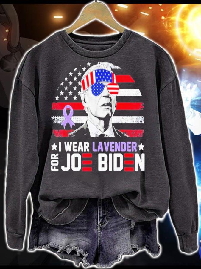 I Wear Lavender For Joe Biden Vintage American Flag Shirt t-shirt sweatshirt