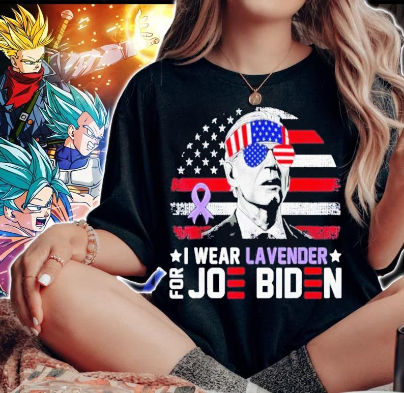 I Wear Lavender For Joe Biden Vintage American Flag Shirt t-shirt woman shirt