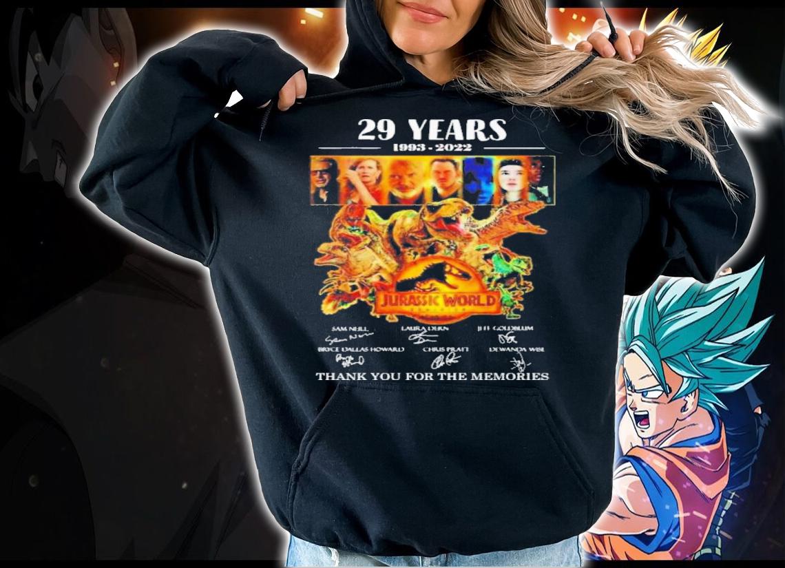 Jurassic World Dominion 29 Years 1993-2023 Signatures Thank You For The Memories Shirt t-shirt hoodie
