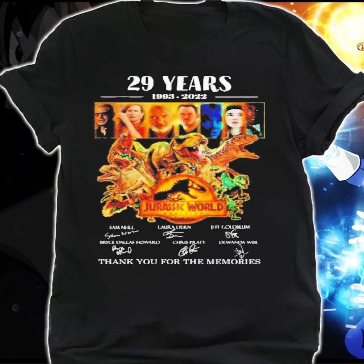 Jurassic World Dominion 29 Years 1993-2023 Signatures Thank You For The Memories Shirt t-shirt shirt
