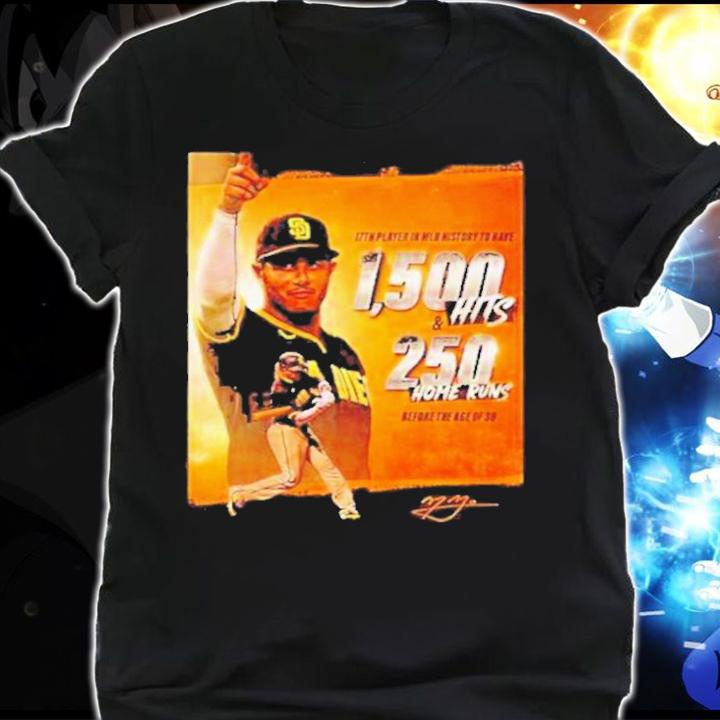 Manny Machado 1500 Hits And 250 Home Runs MLB Signature T-Shirt t-shirt shirt