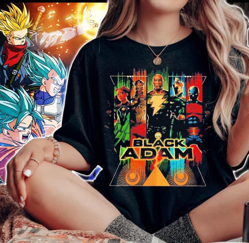 New Original 2022 Black Adam Dc Movie The Rock Dwayne Johnson t-shirt woman shirt
