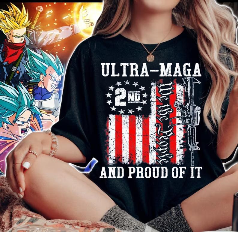 Ultra MAGA We The People Proud Republican Vintage USA Flag T-Shirt t-shirt woman shirt