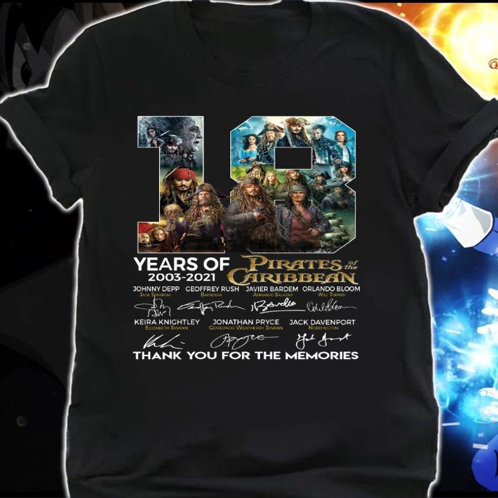Pirates Of The Caribbean 18 Years Of 2003-2021 Thank You For The Memories t-shirt shirt