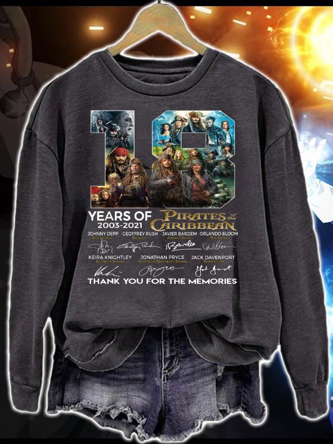 Pirates Of The Caribbean 18 Years Of 2003-2021 Thank You For The Memories t-shirt sweatshirt