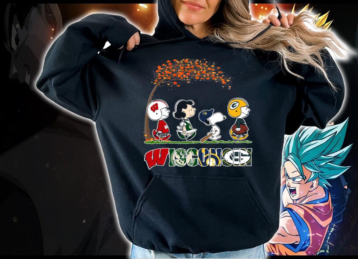Wisconsin Sports Teams Snoopy Peanuts Characters Packers Milwaukee Brewers t-shirt hoodie
