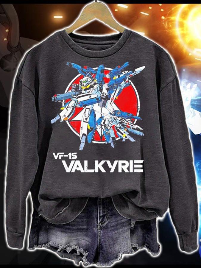 VF-1S Valkyrie Vintage Skull Squadron Macross Shirt t-shirt sweatshirt