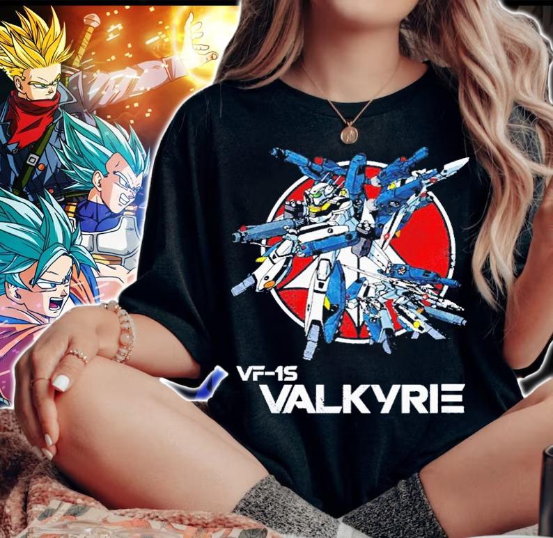 VF-1S Valkyrie Vintage Skull Squadron Macross Shirt t-shirt woman shirt