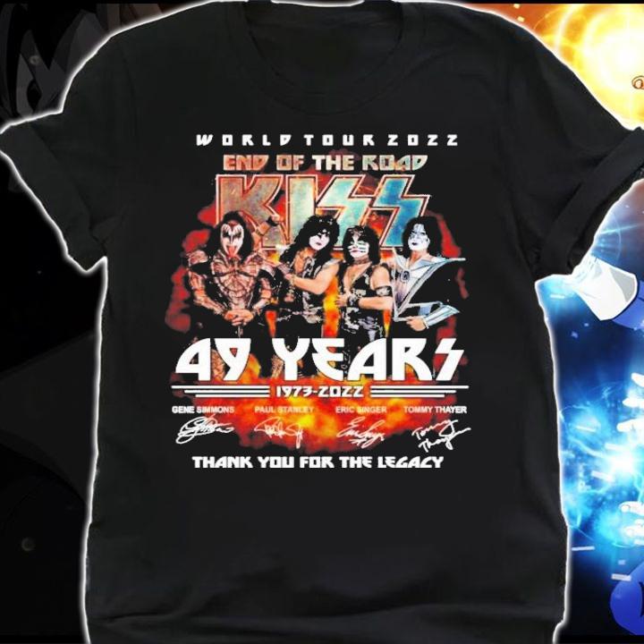 World Tour 2022 End Of The Road 49 Years 1973-2022 Of Kiss Band Signatures Thank You For The Memories T-Shirt t-shirt shirt