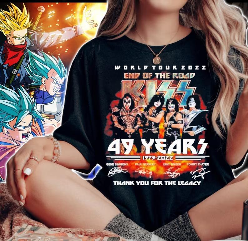 World Tour 2022 End Of The Road 49 Years 1973-2022 Of Kiss Band Signatures Thank You For The Memories T-Shirt t-shirt woman shirt