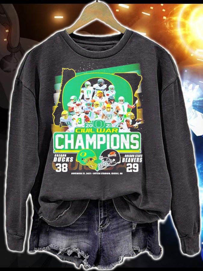 2021 Civil War Champions Oregon Ducks 38 Vs Oregon State Beavers 29 Shirt t-shirt sweatshirt