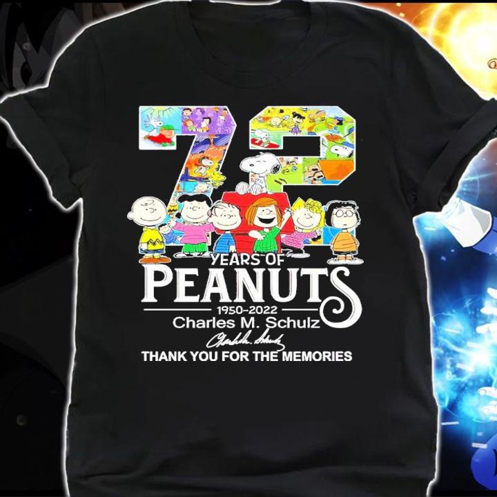 72 Years Of Peanuts 1950-2022 Charles M. Schulz Signatures Thank You For The Memories Shirt t-shirt shirt