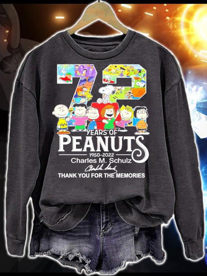 72 Years Of Peanuts 1950-2022 Charles M. Schulz Signatures Thank You For The Memories Shirt t-shirt sweatshirt