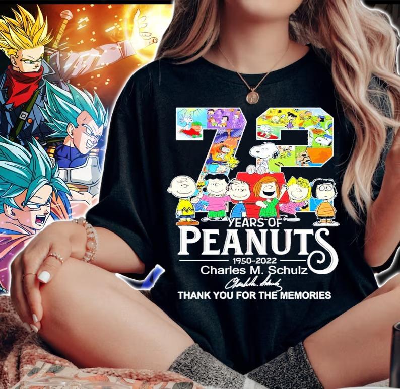72 Years Of Peanuts 1950-2022 Charles M. Schulz Signatures Thank You For The Memories Shirt t-shirt woman shirt