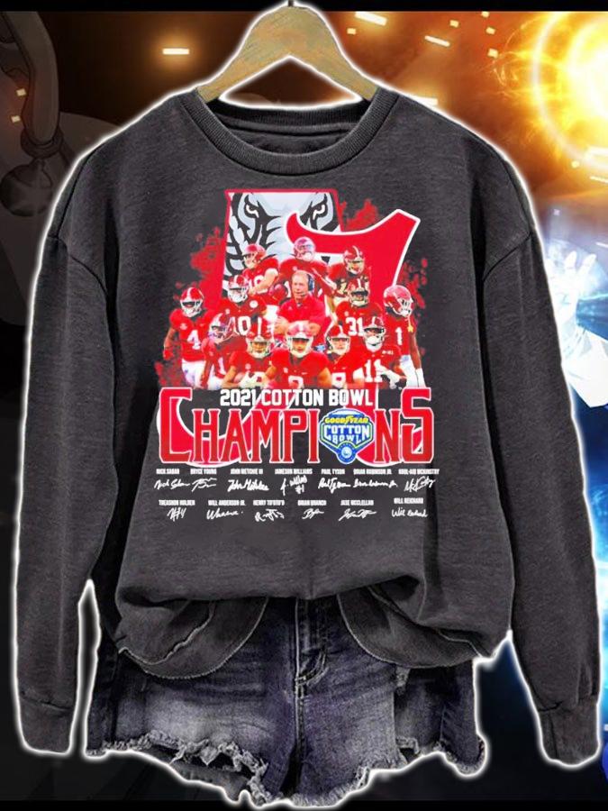 2021 Cotton Bowl Champions Alabama Crimson Tide signatures shirt t-shirt sweatshirt
