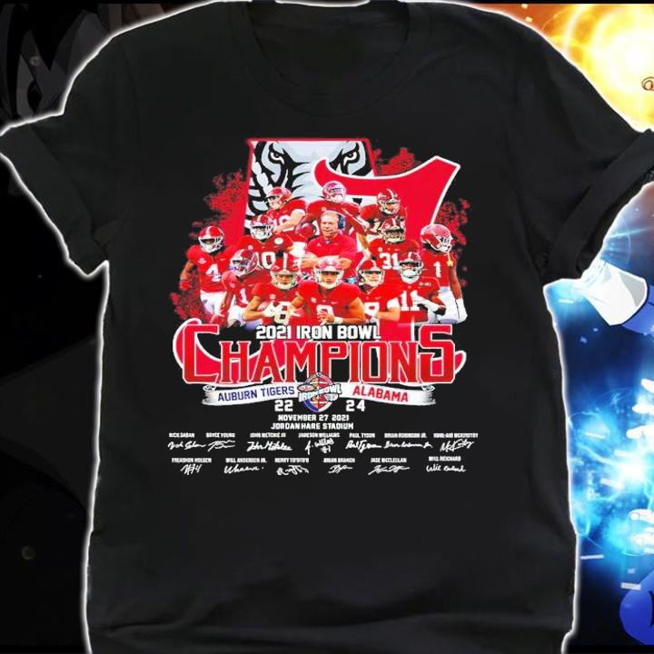 2021 Iron Bowl Champions Auburn Tigers and Alabama signatures shirt t-shirt shirt
