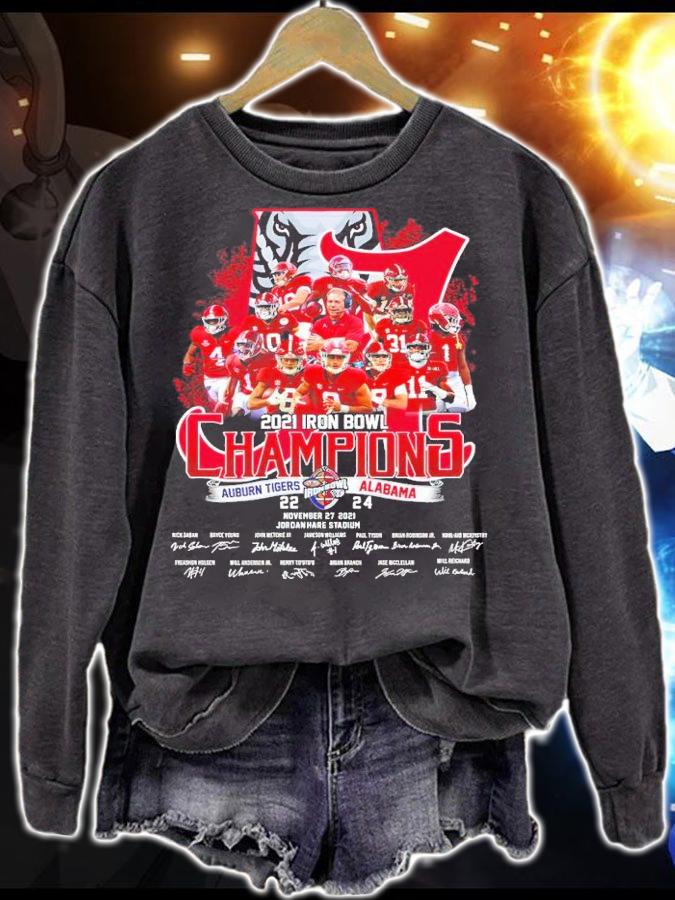 2021 Iron Bowl Champions Auburn Tigers and Alabama signatures shirt t-shirt sweatshirt