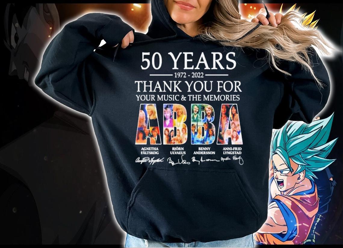 ABBA 50 Years 1972-2022 Thank You For Your Music And The Memories Signatures Shirt t-shirt hoodie