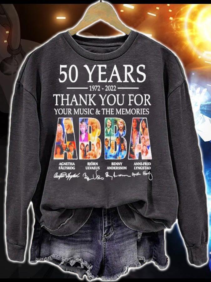 ABBA 50 Years 1972-2022 Thank You For Your Music And The Memories Signatures Shirt t-shirt sweatshirt
