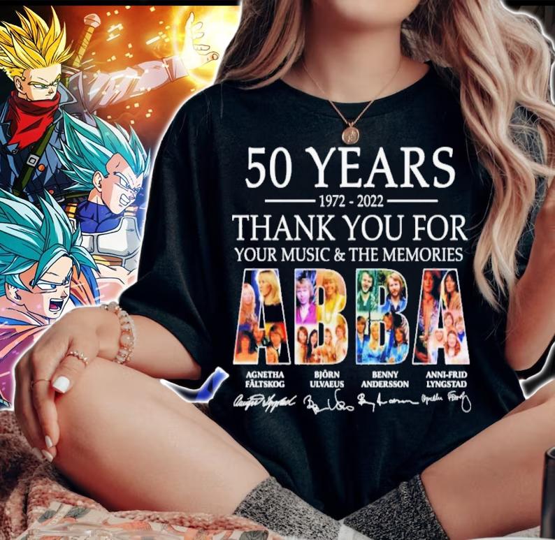 ABBA 50 Years 1972-2022 Thank You For Your Music And The Memories Signatures Shirt t-shirt woman shirt