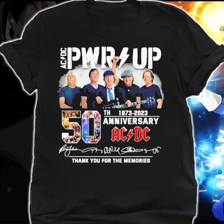 AC DC PWR Up 50th Anniversary 1973-2023 ACDC Signatures Thank You For The Memories Shirt t-shirt shirt