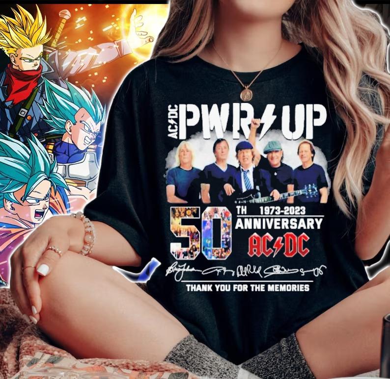 AC DC PWR Up 50th Anniversary 1973-2023 ACDC Signatures Thank You For The Memories Shirt t-shirt woman shirt