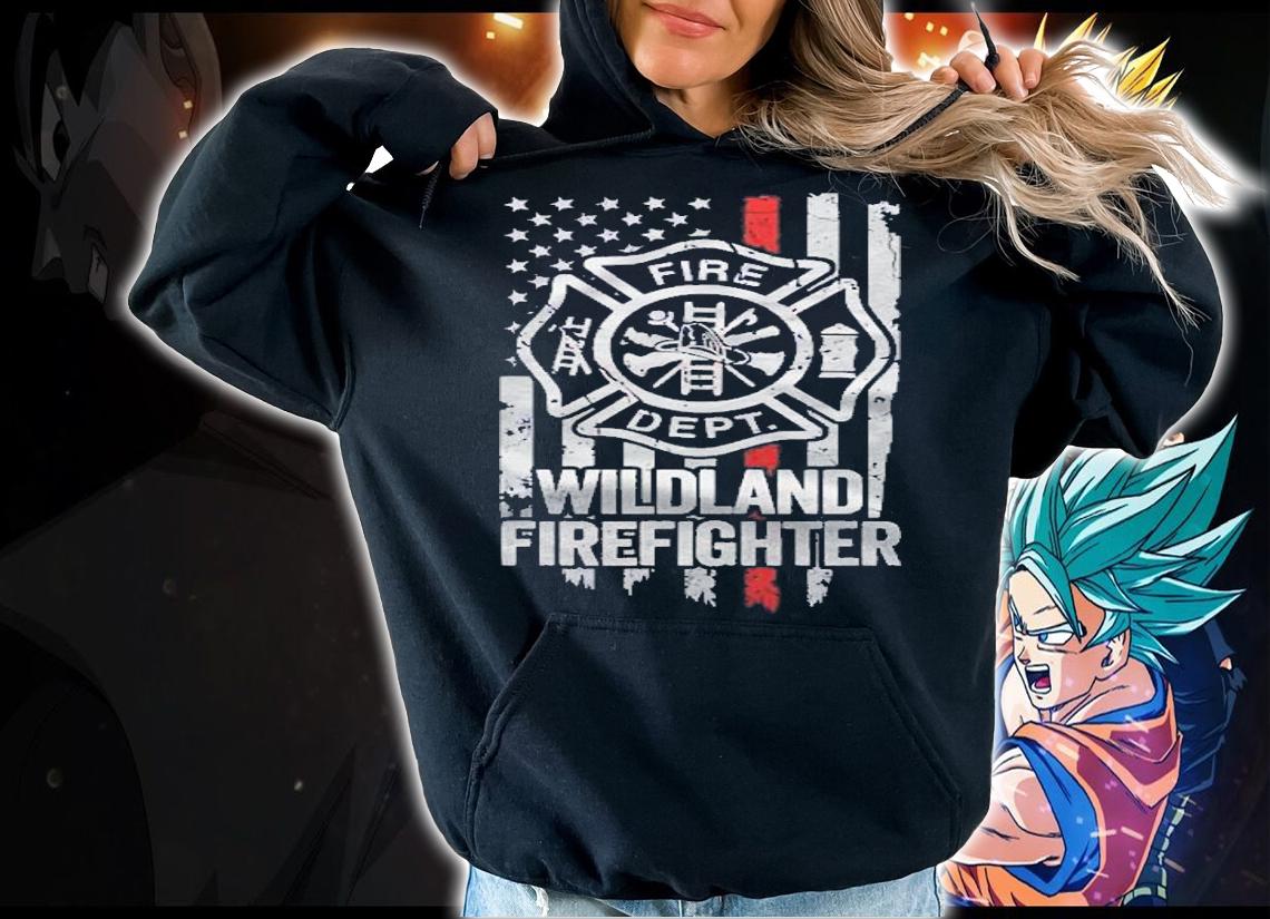 American Flag Firefighter Red Thin Line Wildland Firefighter shirt t-shirt hoodie