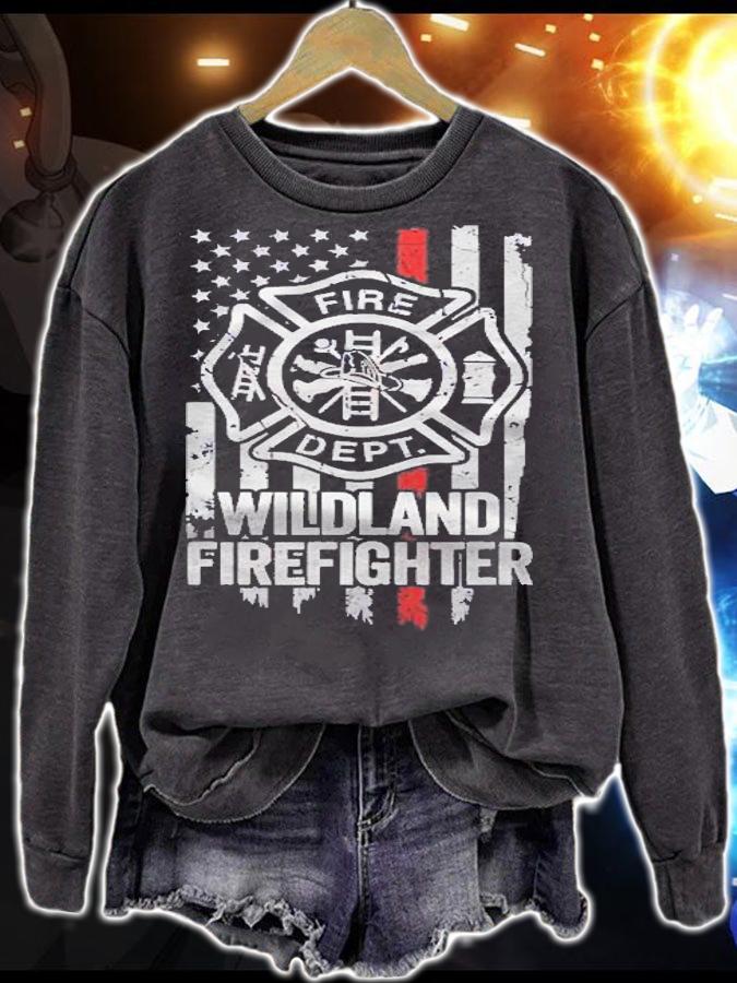 American Flag Firefighter Red Thin Line Wildland Firefighter shirt t-shirt sweatshirt