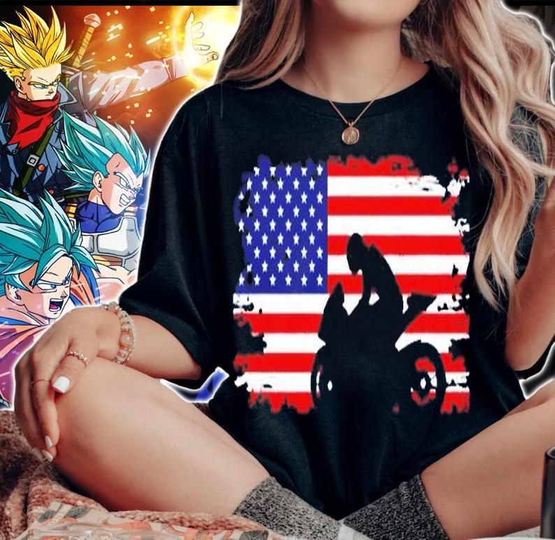American Flag Motorcycle Apparel T-Shirt t-shirt woman shirt