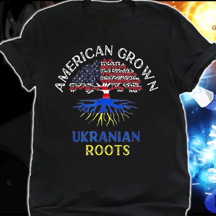 American Grown Ukrainian Roots Ukrainian Flag T-Shirt t-shirt shirt